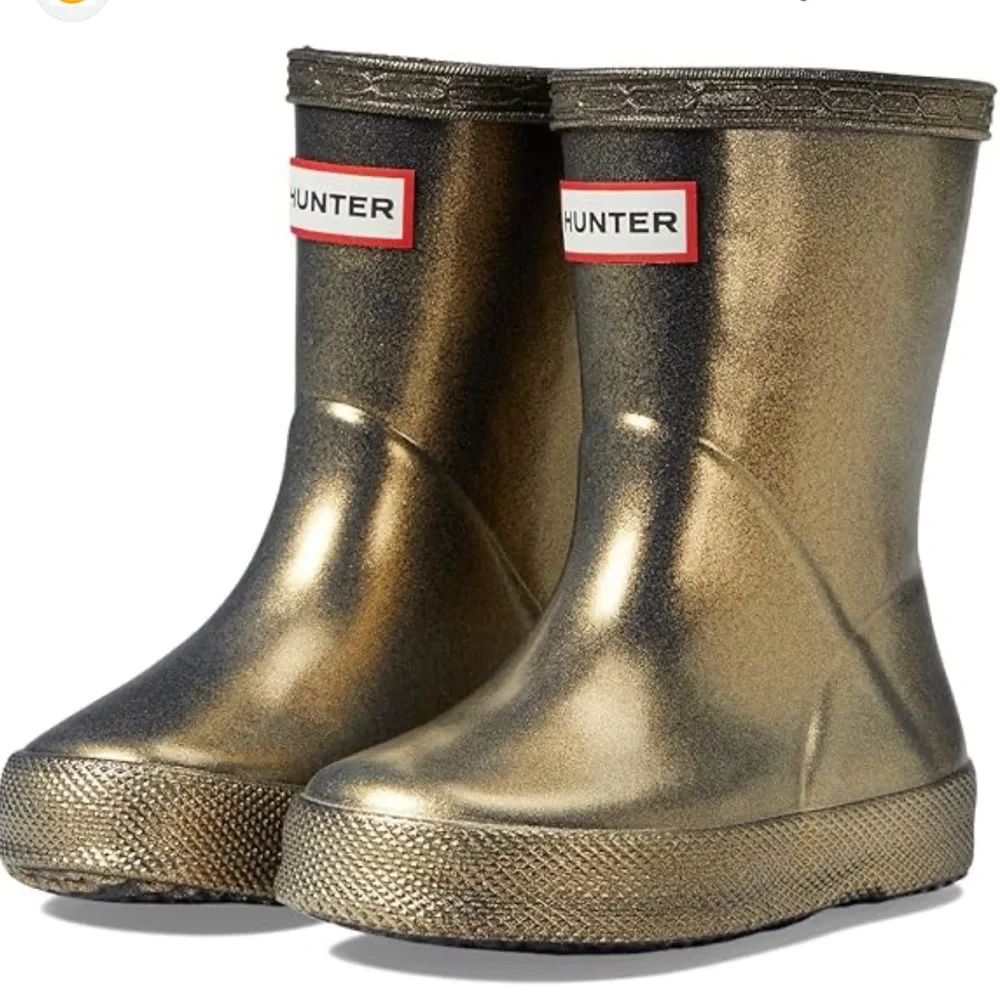 Hunter little kids girls original first classic nebula rain boot metallic gold